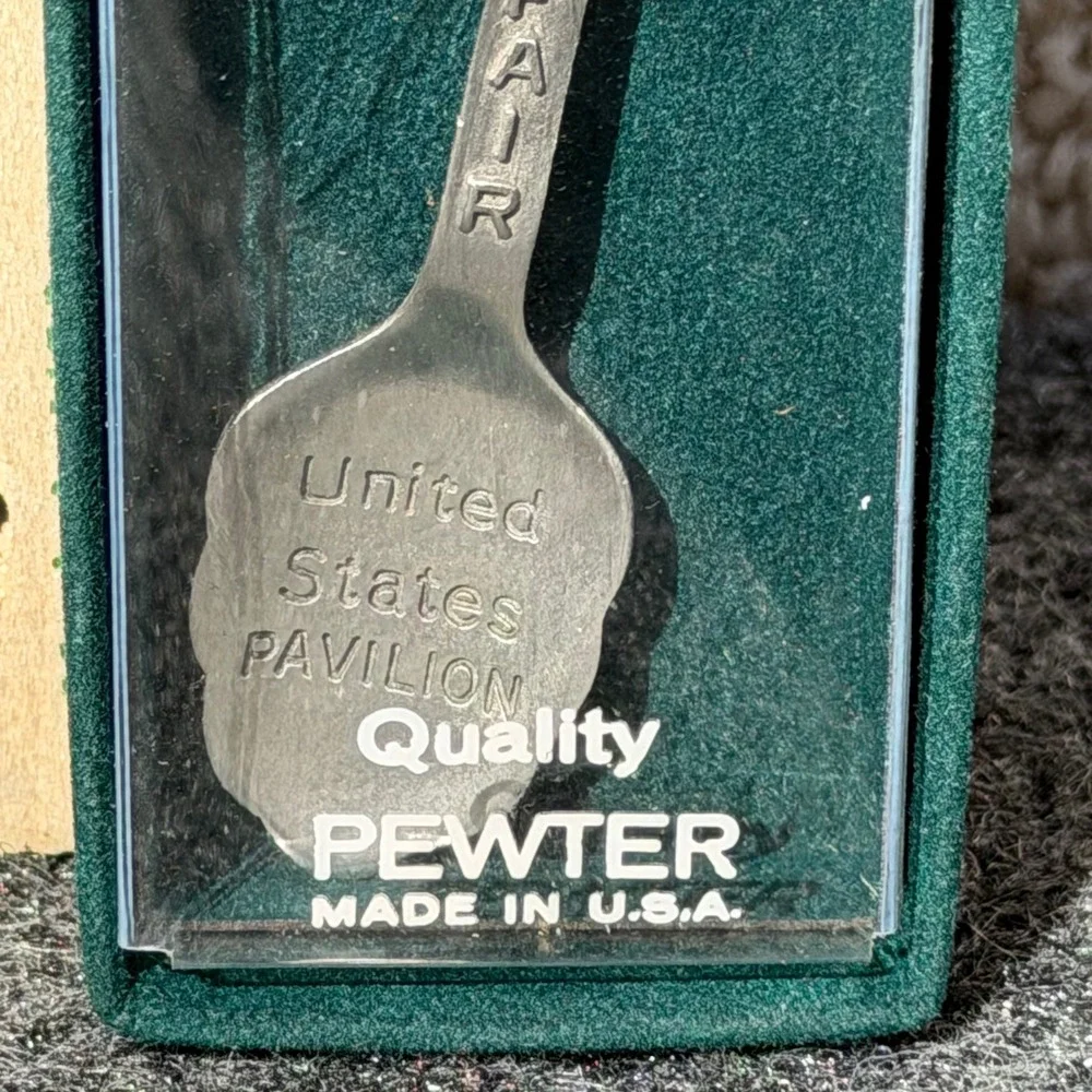 Vintage 1982 Worlds Fair United States Pavilion Pewter Souvenir Spoon in Box